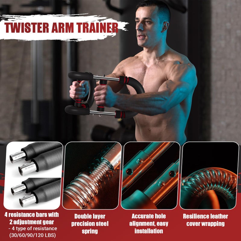 nooncrazy Twister Arm Trainer  Adjustable Twister Arm Chest Exerciser with 4 Spring & Training Poster for Men & Women  Detachable Power Twister Home Fitness Equipment for Enhancing Upper Body Muscle Strength - Image 2